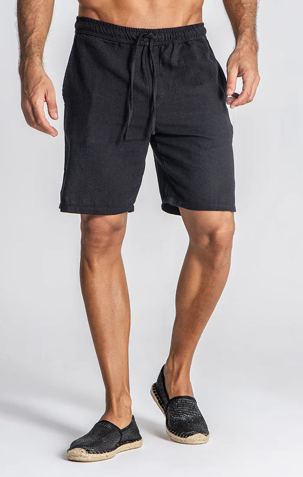 BLACK LINEN SHORTS-Men Shorts-Gianni Kavanagh-XS-Urbanheer