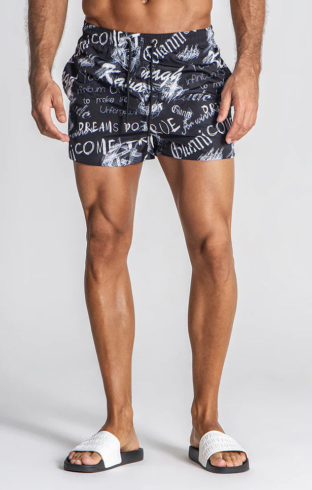 BLACK SKETCH SWIMSHORTS-SWIMSHORTS-Gianni Kavanagh-Urbanheer