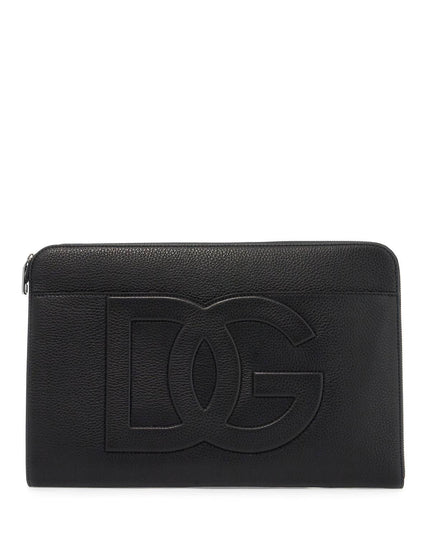 Dolce & Gabbana large hammered leather pouch