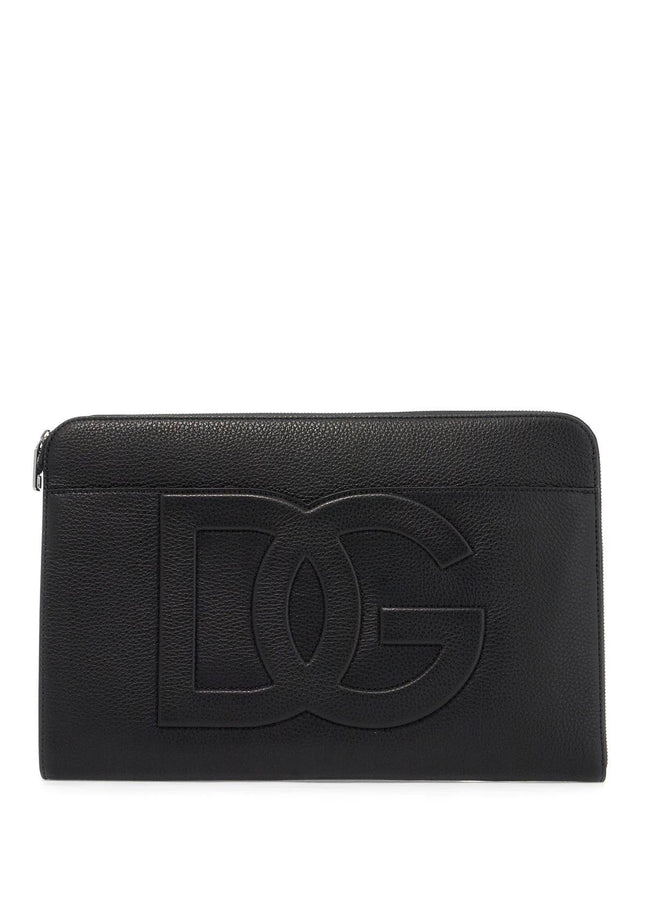 Dolce & Gabbana large hammered leather pouch