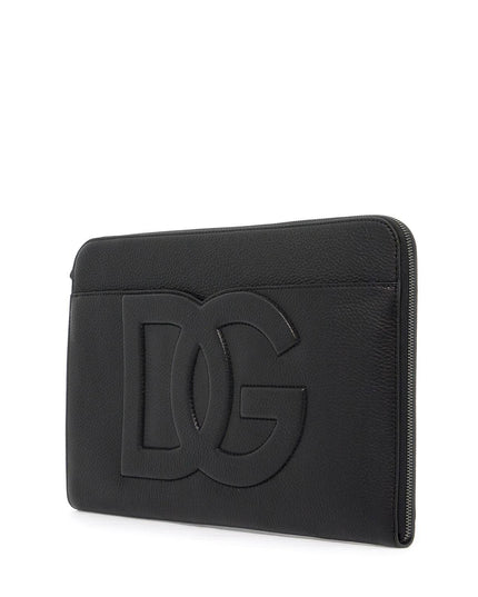 Dolce & Gabbana large hammered leather pouch