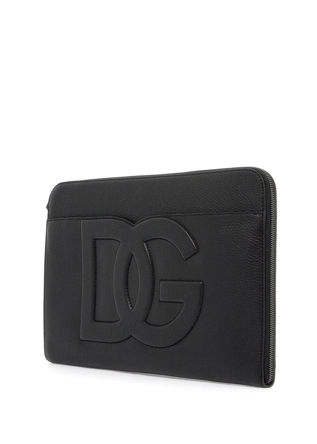 Dolce & Gabbana large hammered leather pouch