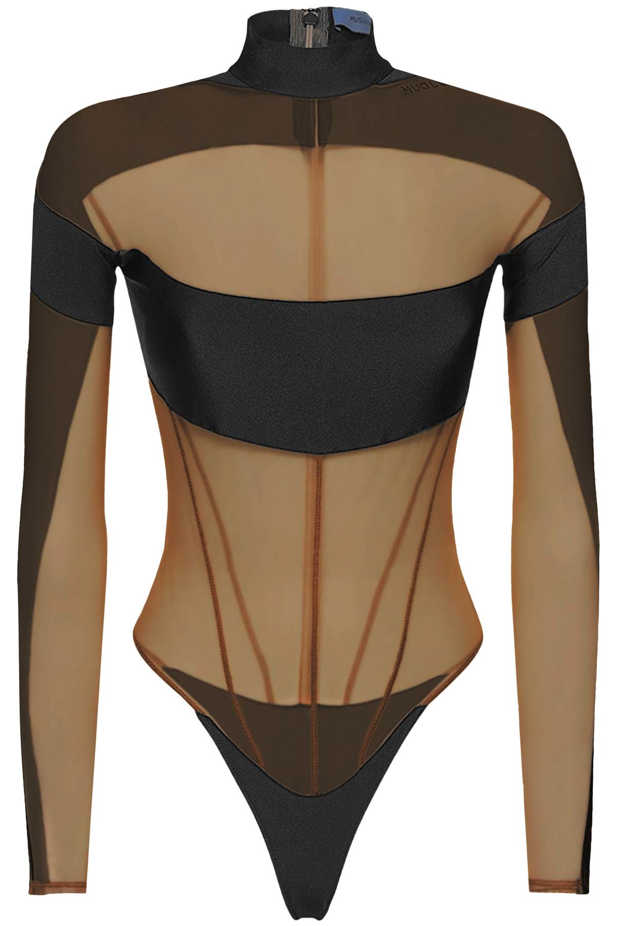 Mugler Long Sleeve Illusion Bodysuit 	Mixed Colours-Bodysuit-MUGLER-36-Urbanheer