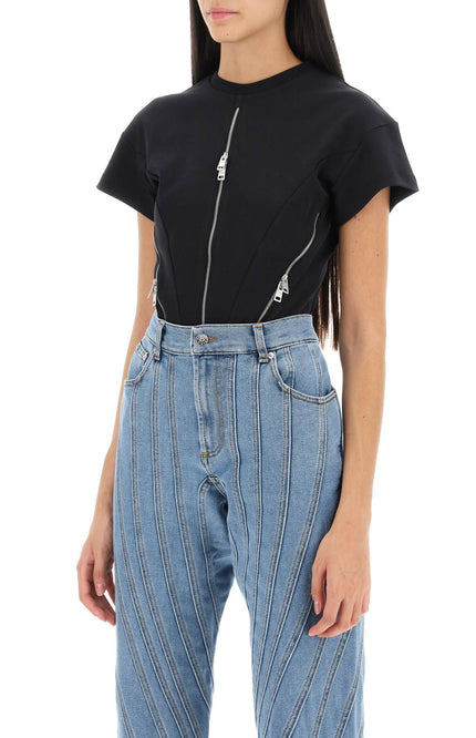 Mugler zipped cotton bodysuit