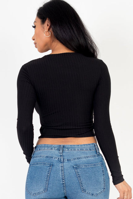 Long Sleeve Round Neck Basic Crop Top (Capella)-CAPELLA-Urbanheer