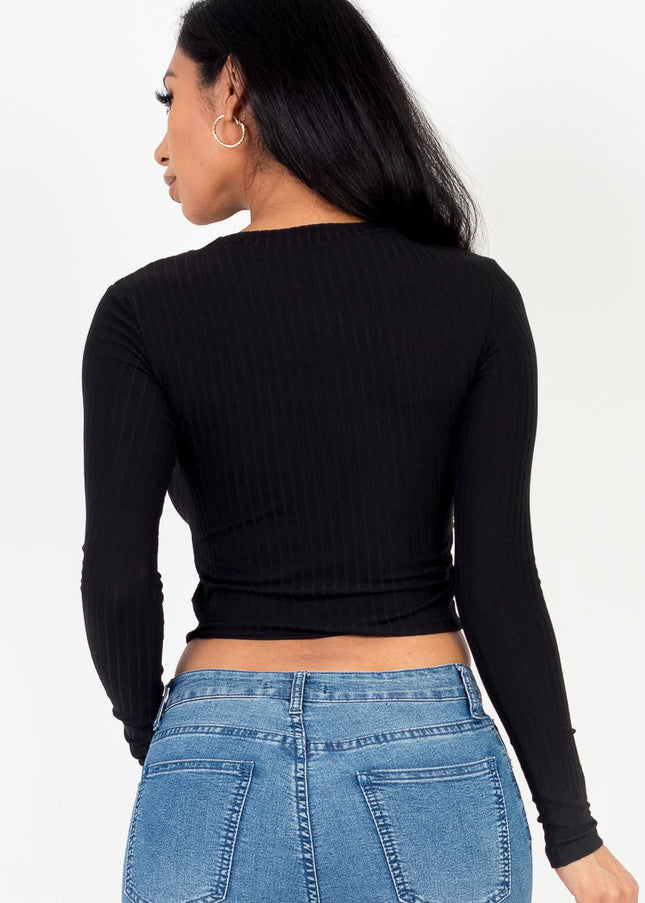 Long Sleeve Round Neck Basic Crop Top (Capella)-CAPELLA-Urbanheer