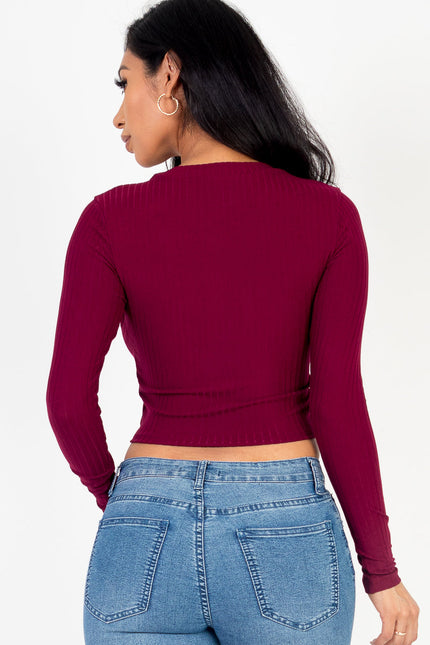 Long Sleeve Round Neck Basic Crop Top (Capella)-CAPELLA-Urbanheer