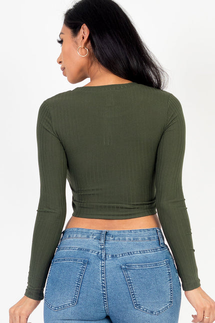 Long Sleeve Round Neck Basic Crop Top (Capella)-CAPELLA-Urbanheer