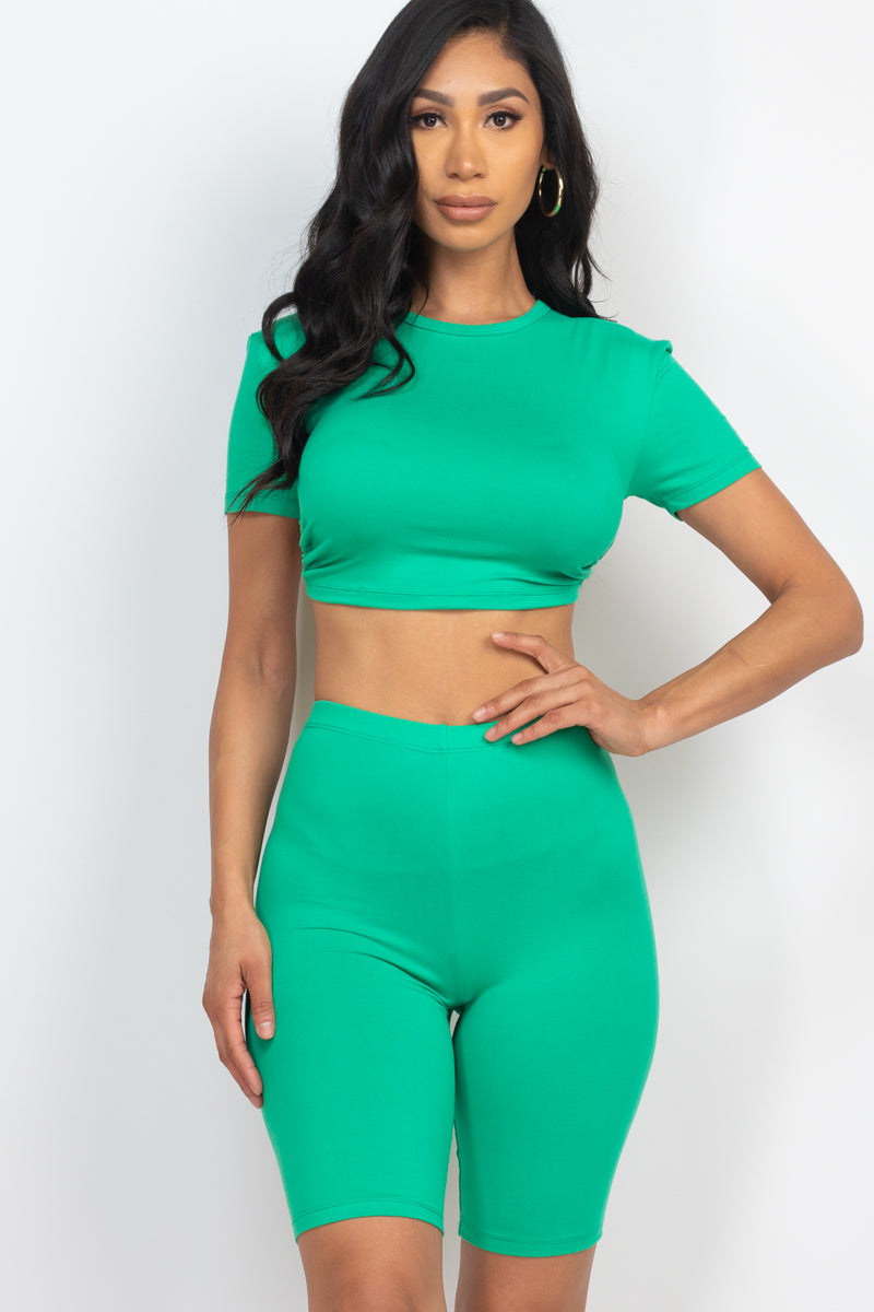 Side Striped Long Sleeve Crop Top & Leggings Set (CAPELLA)