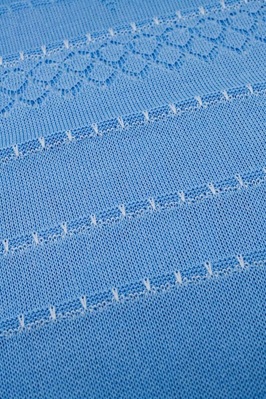Baby Blue Midi Sleeveless Dress with V-Neck and Crochet Design