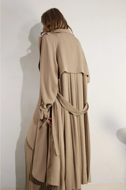 Back Pleated Trench Coat ASH TAUPE