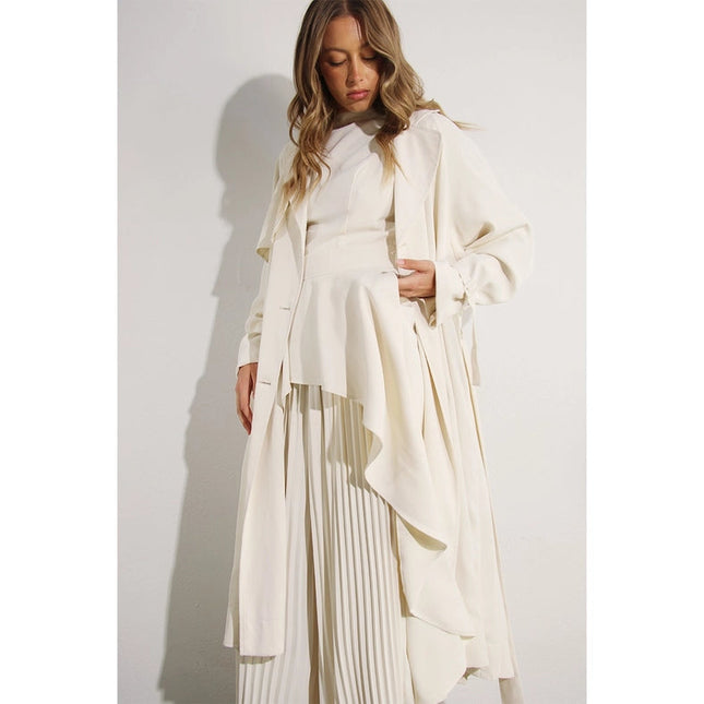 Back Pleated Trench Coat CREAM