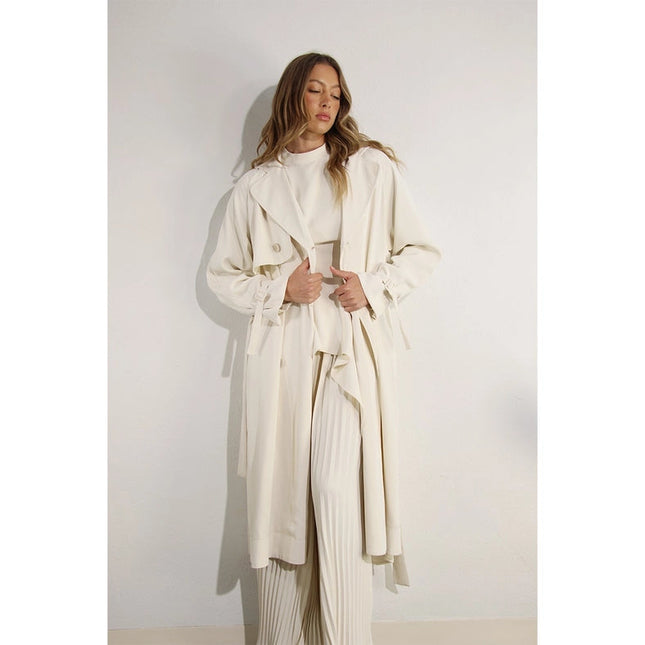 Back Pleated Trench Coat CREAM