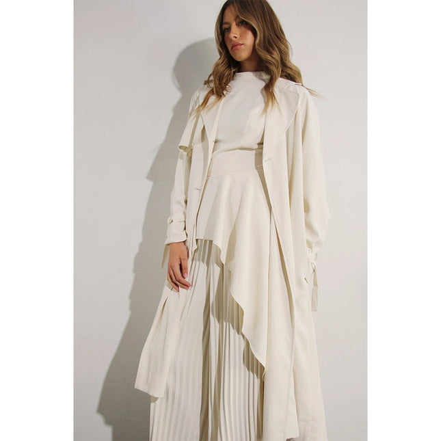 Back Pleated Trench Coat CREAM