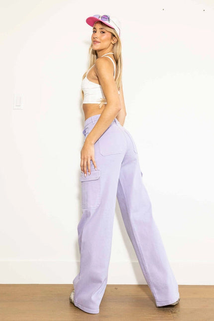 Back To Y2K Wide Cargo Jeans Lilac