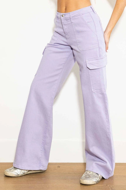 Back To Y2K Wide Cargo Jeans Lilac