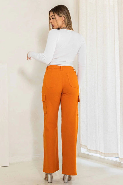 Back To Y2K Wide Cargo Jeans Orange