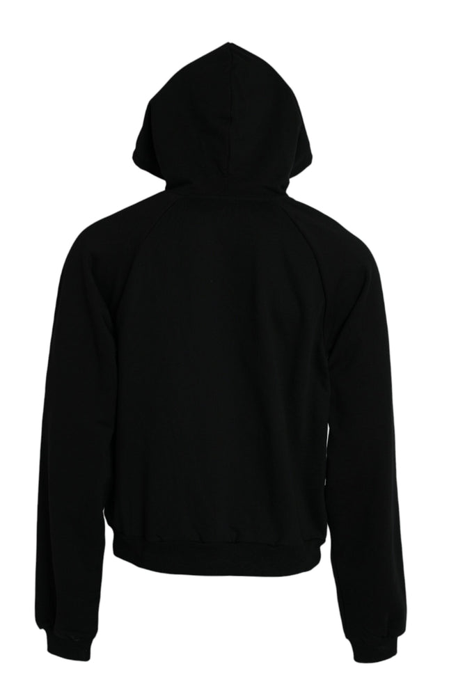 Balenciaga Black Cotton Logo Hooded Pullover Sweatshirt Sweater