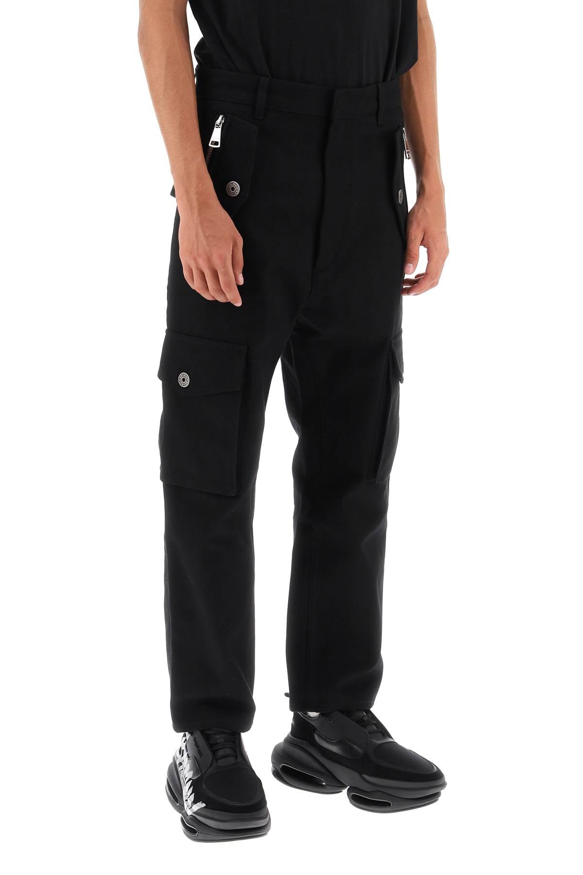 Balmain cotton cargo pants-men > clothing > trousers-Balmain-50-Black-Urbanheer