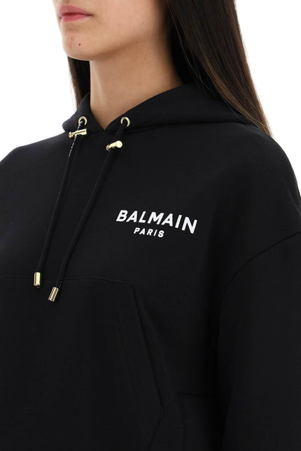 Balmain cropped hoodie with flocked logo