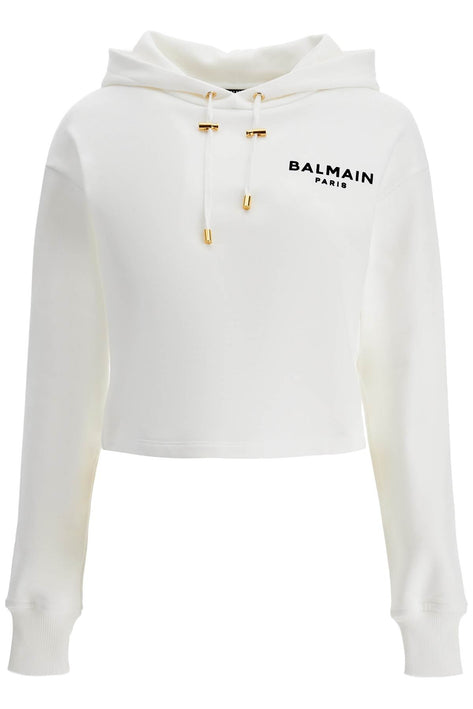 Balmain cropped hoodie with hood.