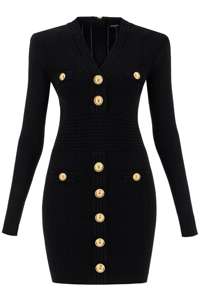 Balmain knitted mini dress with buttons - Black