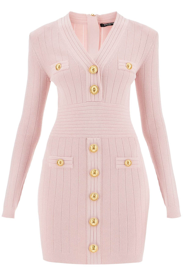 Balmain knitted mini dress with buttons - Pink