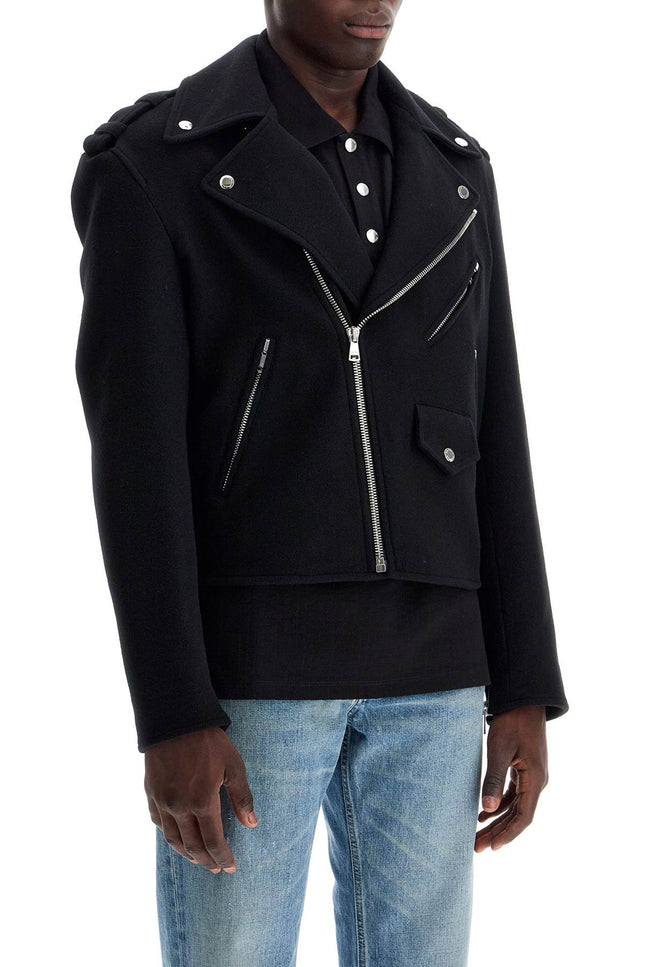 Balmain wool felt biker jacket in