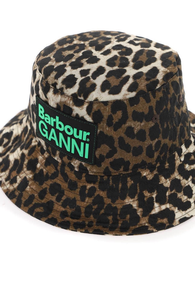 Barbour x Ganni waxed leopard bucket hat