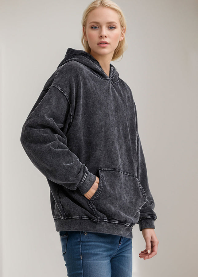 Basic Bae Drop Shoulder Long Sleeve Hoodie with Kangaroo Pocket