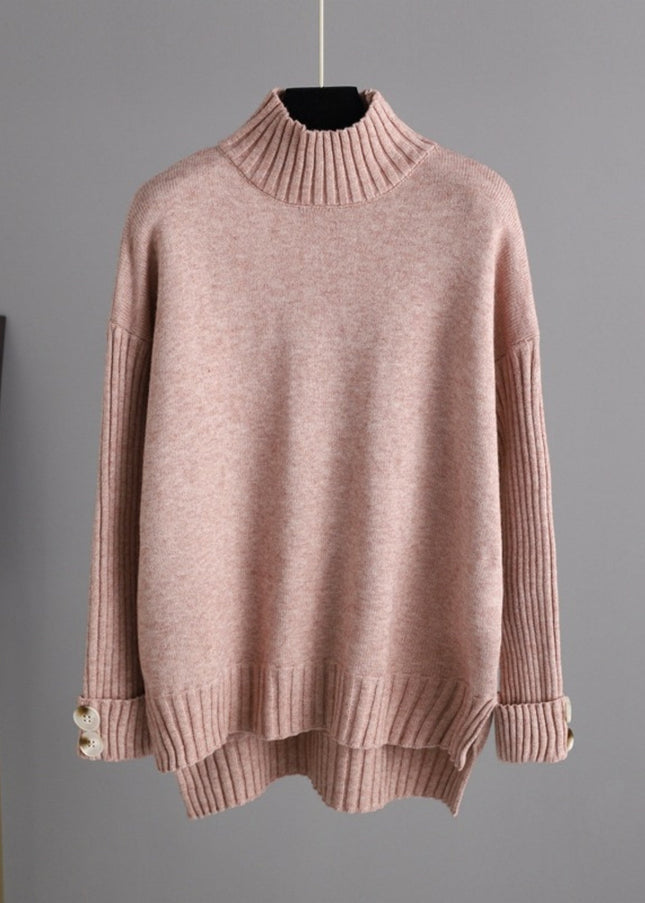 Basic Bae High- Low Turtleneck Long Sleeve Top and Pants Sweater Set