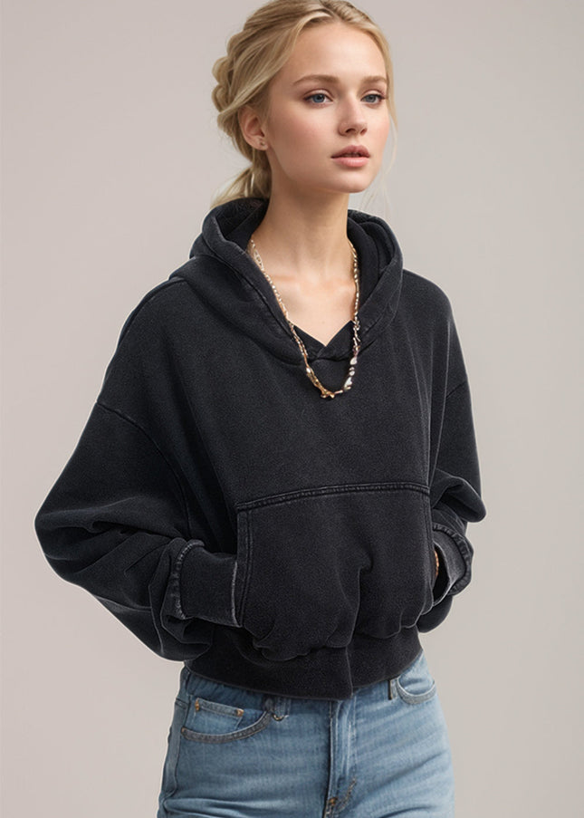 Basic Bae Kangaroo Pocket Long Sleeve Cropped Hoodie