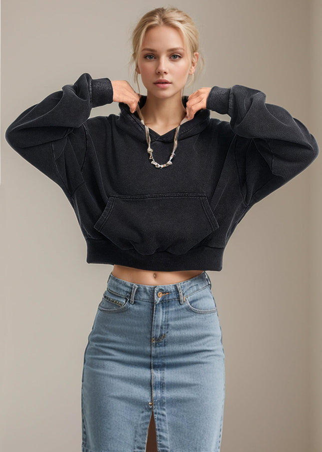 Basic Bae Kangaroo Pocket Long Sleeve Cropped Hoodie