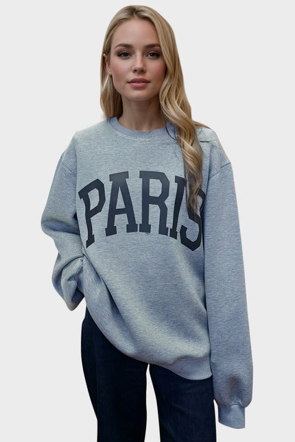 Basic Bae PARIS Round Neck Long Sleeve Air Scuba Sweatshirt