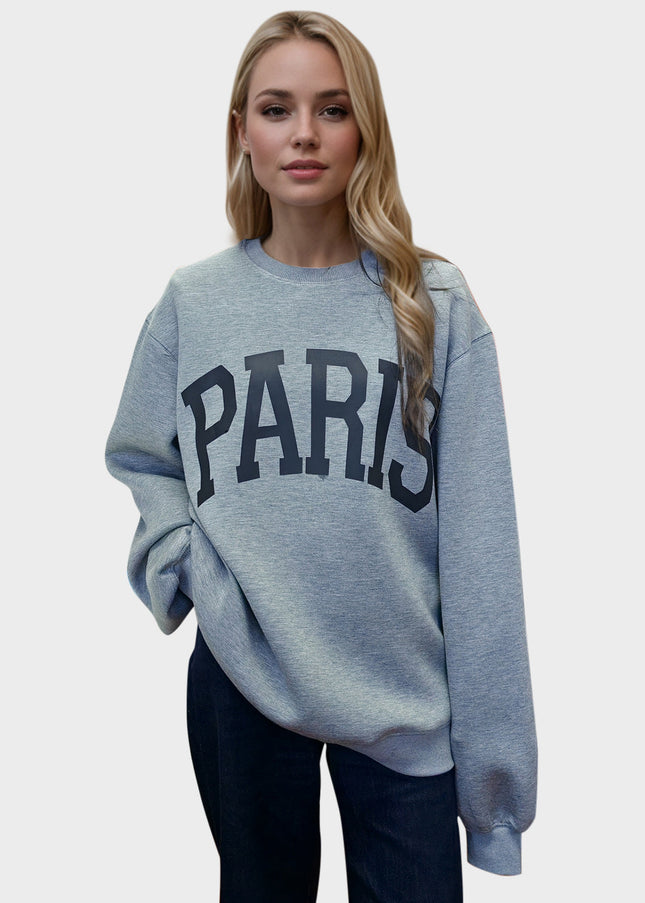 Basic Bae PARIS Round Neck Long Sleeve Air Scuba Sweatshirt