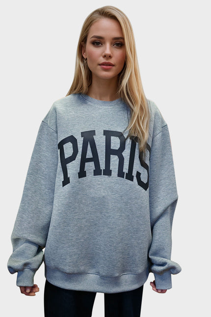 Basic Bae PARIS Round Neck Long Sleeve Air Scuba Sweatshirt