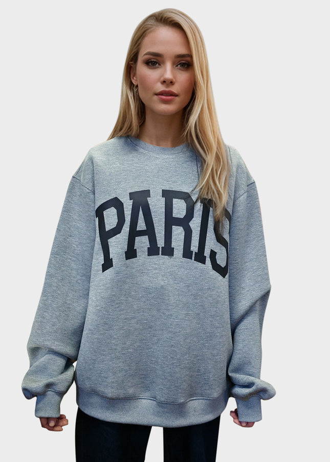 Basic Bae PARIS Round Neck Long Sleeve Air Scuba Sweatshirt