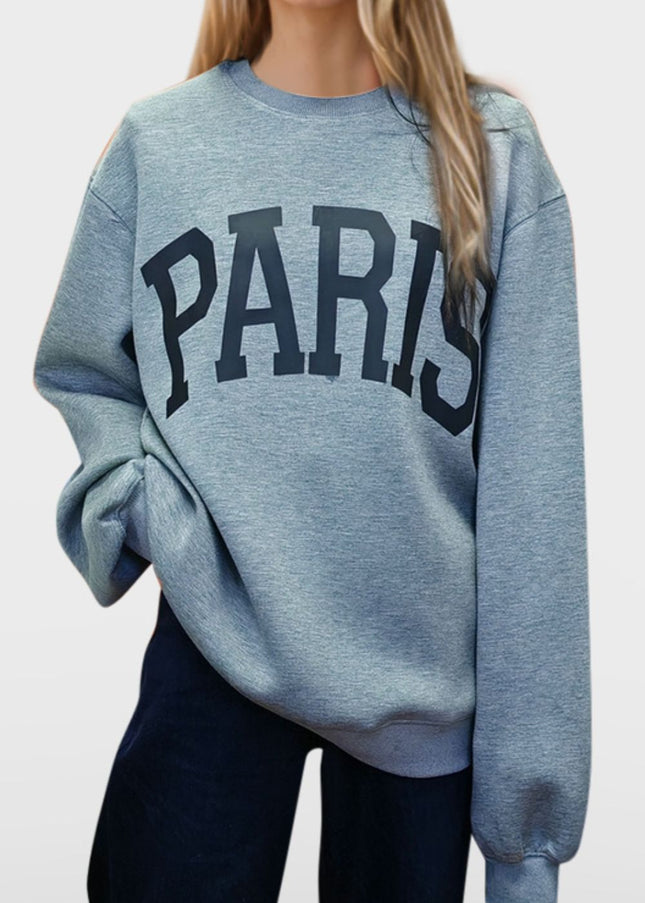 Basic Bae PARIS Round Neck Long Sleeve Air Scuba Sweatshirt