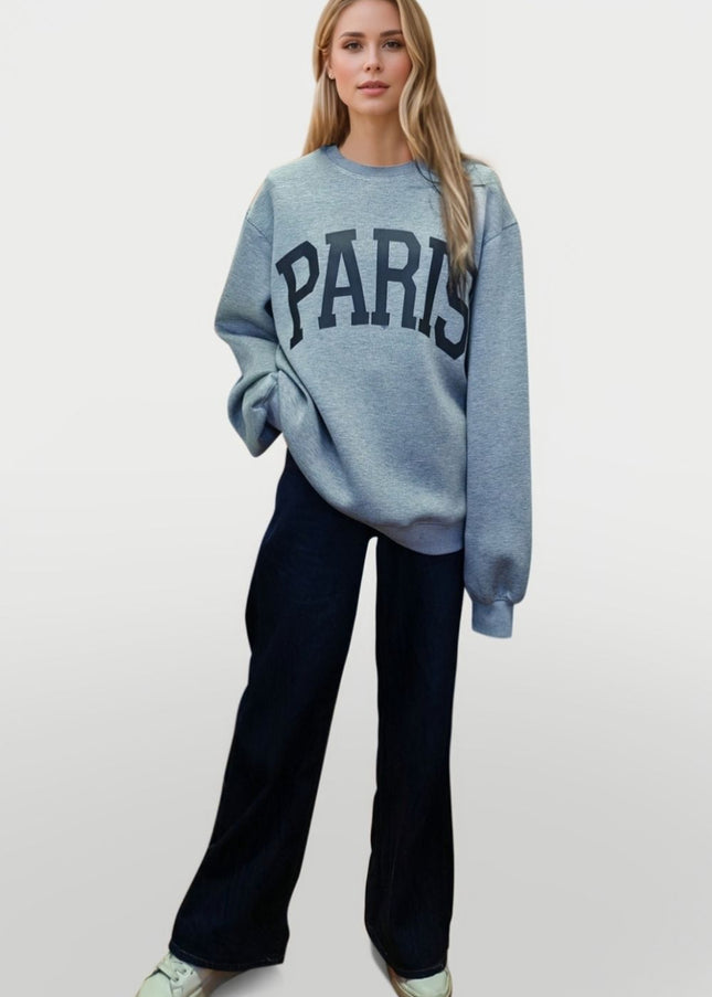 Basic Bae PARIS Round Neck Long Sleeve Air Scuba Sweatshirt