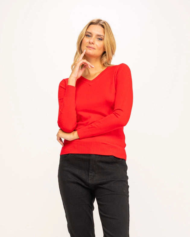 Basic knit V-neck sweater