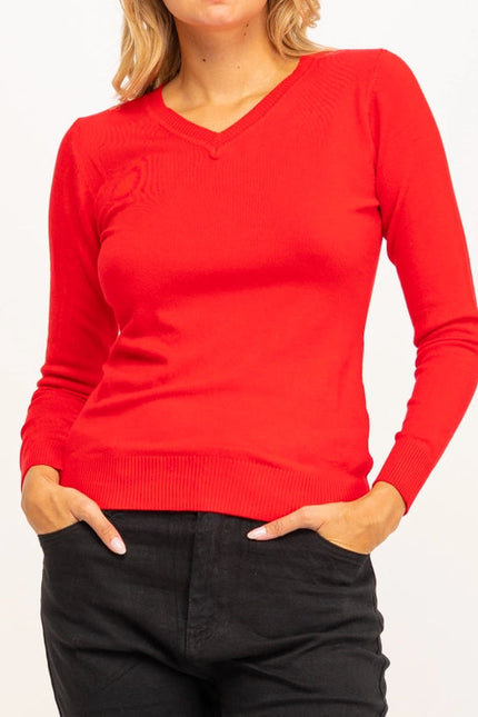 Basic knit V-neck sweater