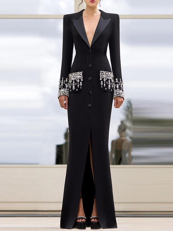 Beaded Collar Fishtail: Evening Chic