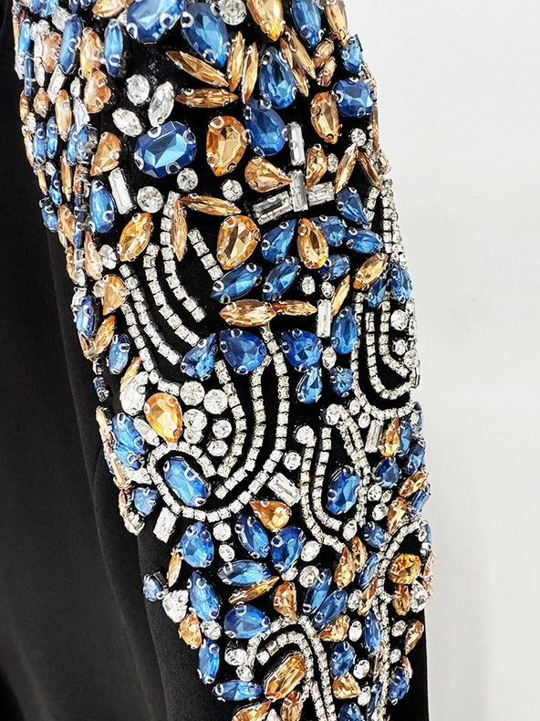 Beaded Elegance: Long Sleeve Mid-Length Dress