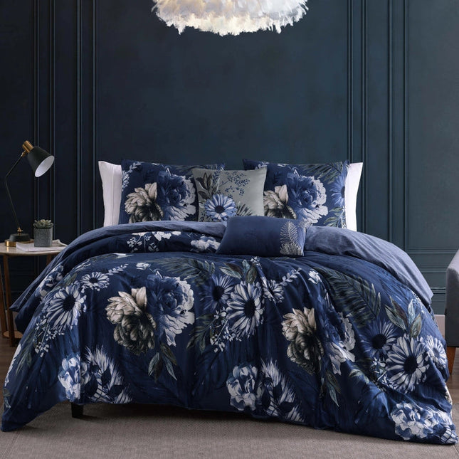 Bebejan Delphine Blue 100% Cotton 5-Piece Comforter Set