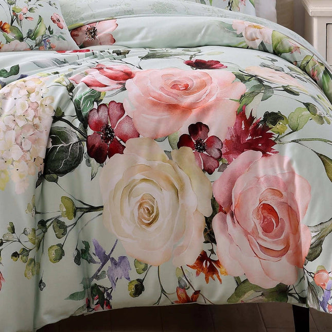 Bebejan Rose On Misty Green 100% Cotton 5Piece Comforter Set