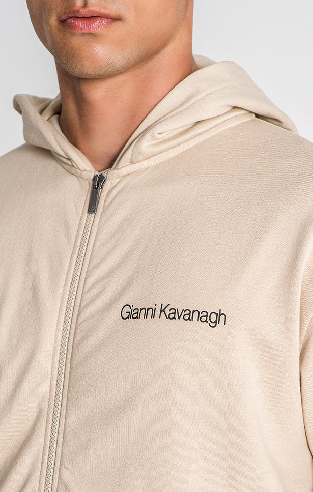 Beige Essential Micro Hoodie Jacket-Gianni Kavanagh-Urbanheer