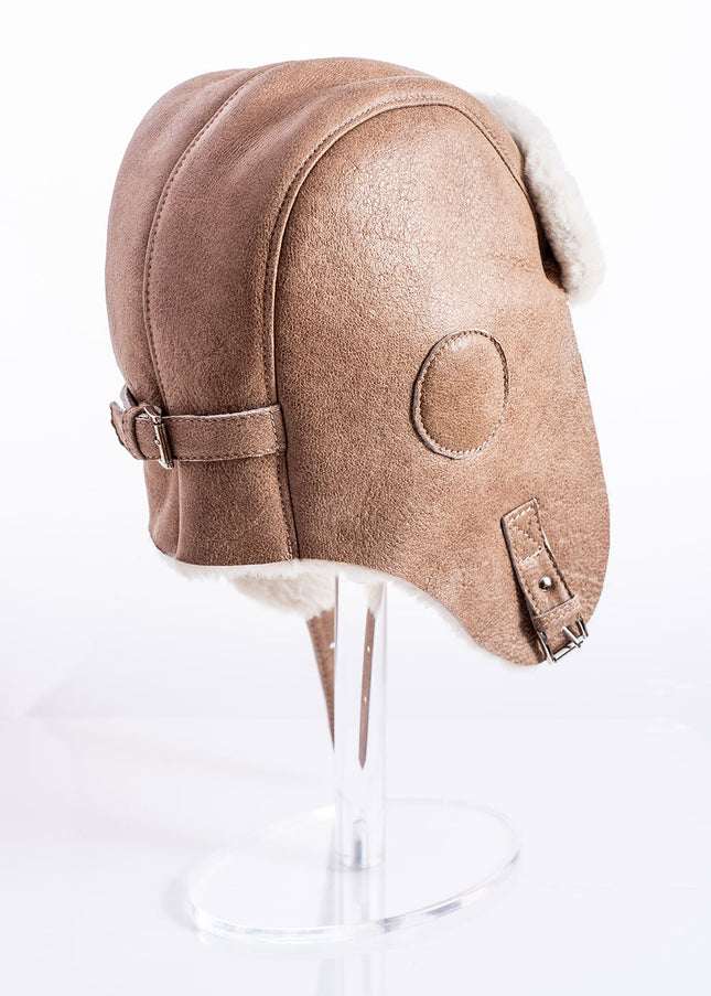 Beige Sheepskin Fur Hat-1