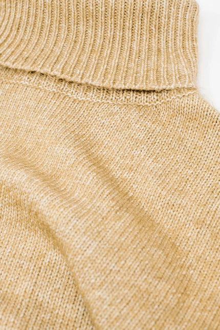 Beige Turtleneck Jumper with Dropped Sleeves