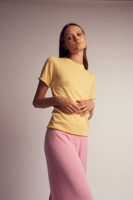 Belinda Cashmere Knitted T-Shirt Yellow