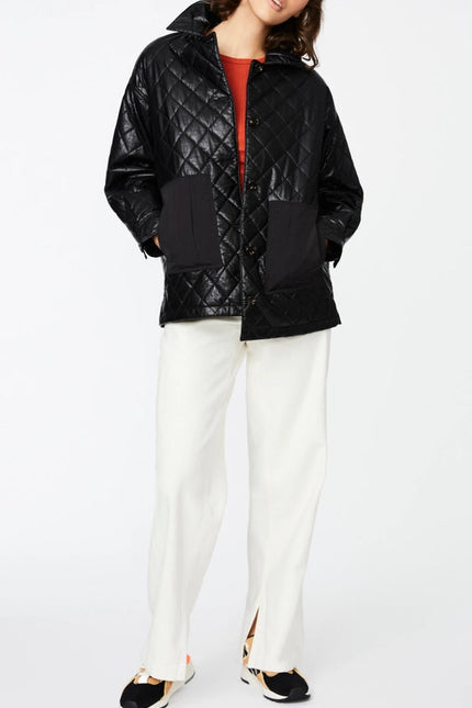 Bernardo Faux Leather Quilted Shirt Jacket